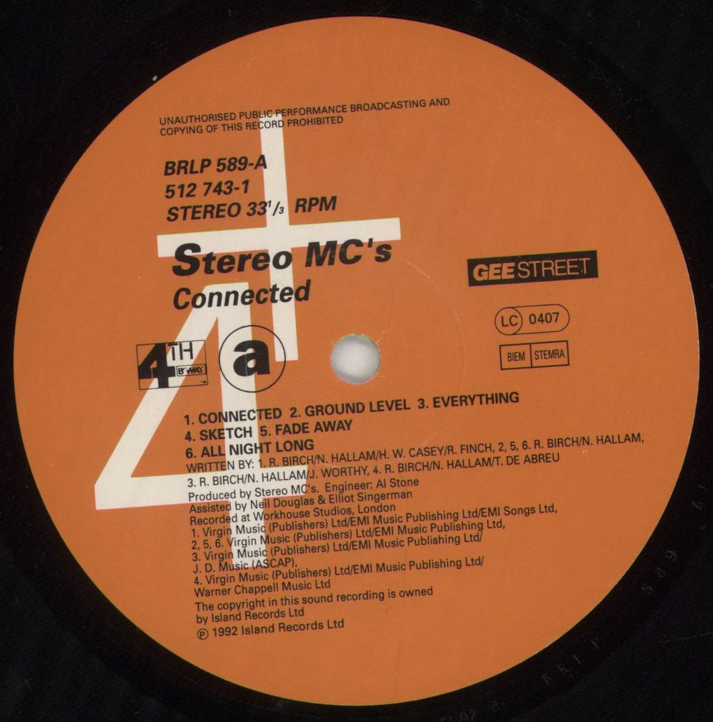 Stereo MCs Connected - White Hype Sticker UK vinyl LP album (LP record) SMCLPCO272476