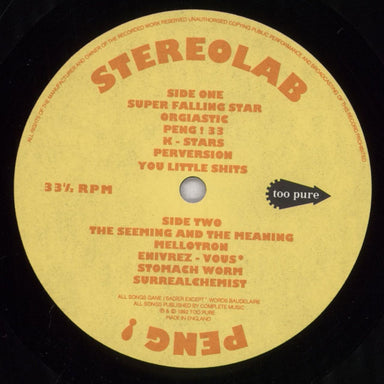 Stereolab Peng! + 5-page Press Release - EX UK vinyl LP album (LP record) STBLPPE773488