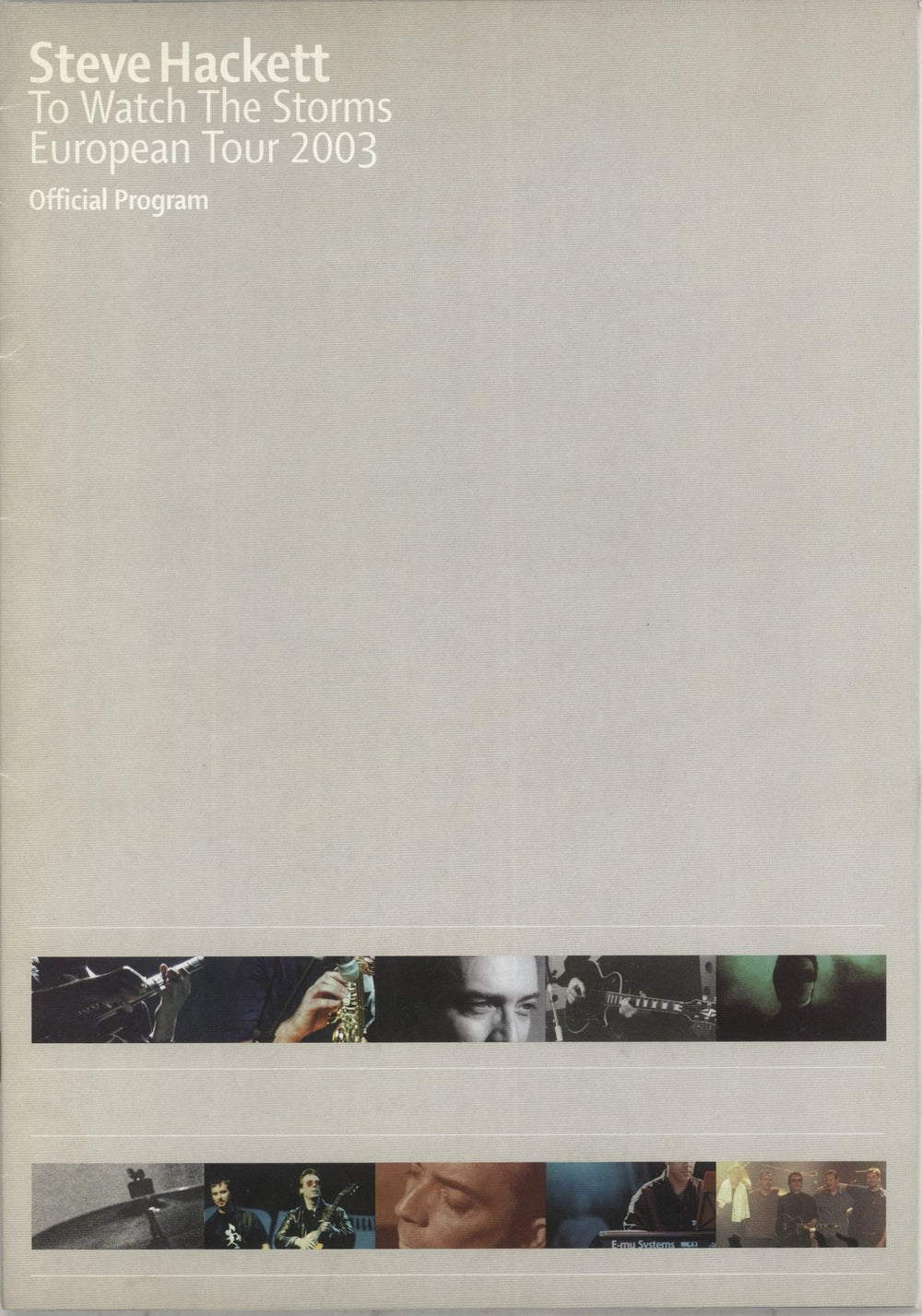 Steve Hackett To Watch The Storms - European Tour 2003 + Setlist UK Promo tour programme TOUR PROGRAMME