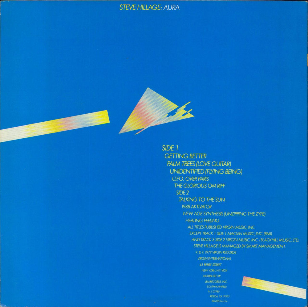 Steve Hillage Aura US vinyl LP album (LP record)