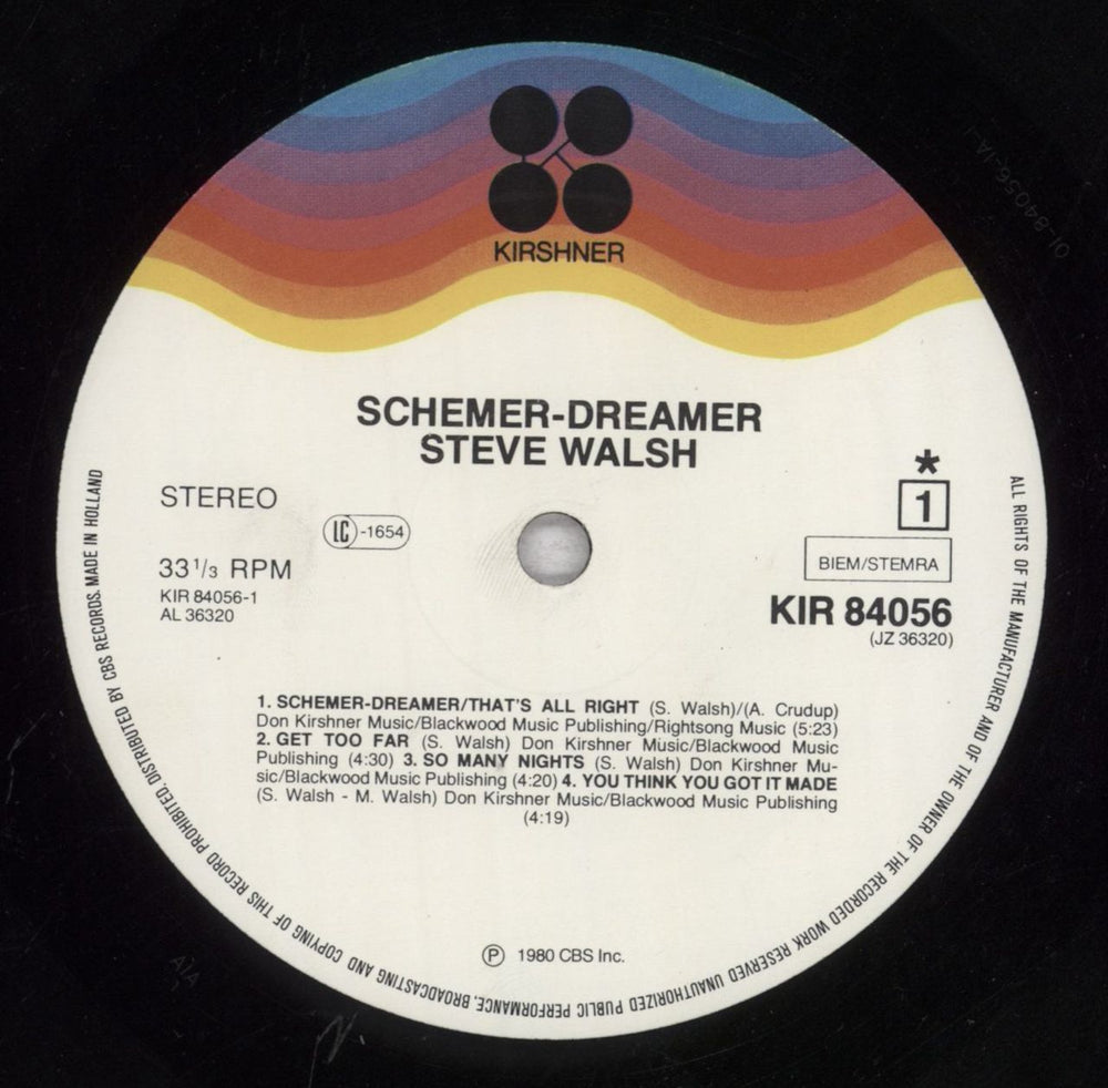 Steve Walsh Schemer Dreamer - Hype Sticker Dutch vinyl LP album (LP record) UVELPSC847944