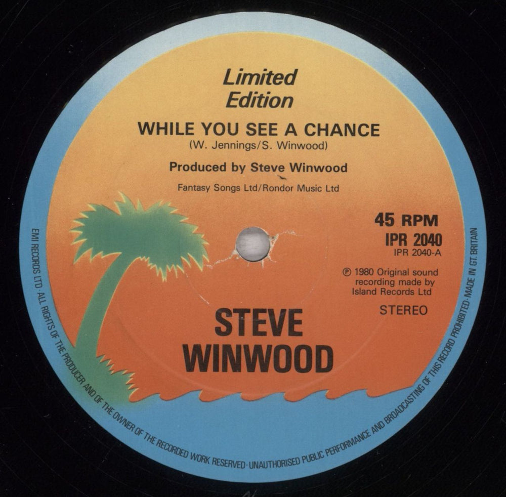 Steve Winwood While You See A Chance UK 12" vinyl single (12 inch record / Maxi-single) WWD12WH609838