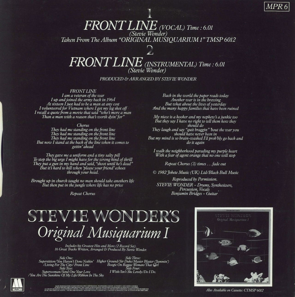 Stevie Wonder Front Line UK Promo 12" vinyl single (12 inch record / Maxi-single)