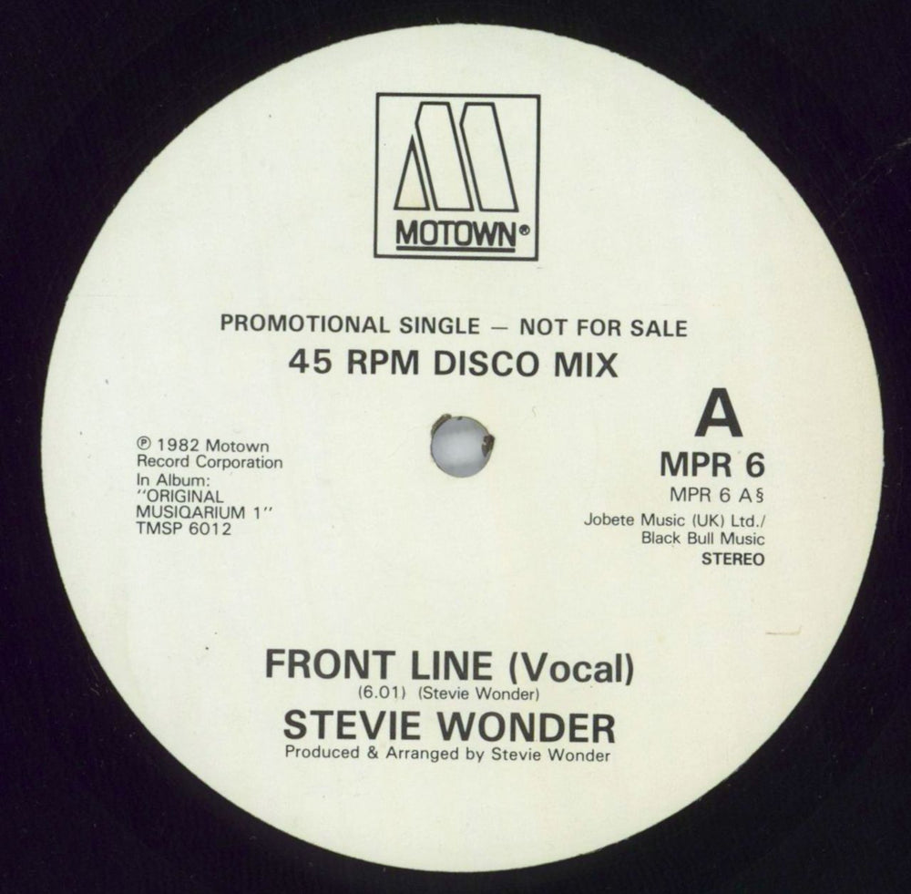 Stevie Wonder Front Line UK Promo 12" vinyl single (12 inch record / Maxi-single) STW12FR820325