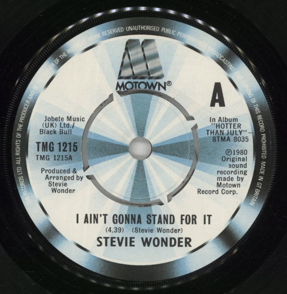 Stevie Wonder I Ain't Gonna Stand For It UK 7" vinyl single (7 inch record / 45) STW07IA601461