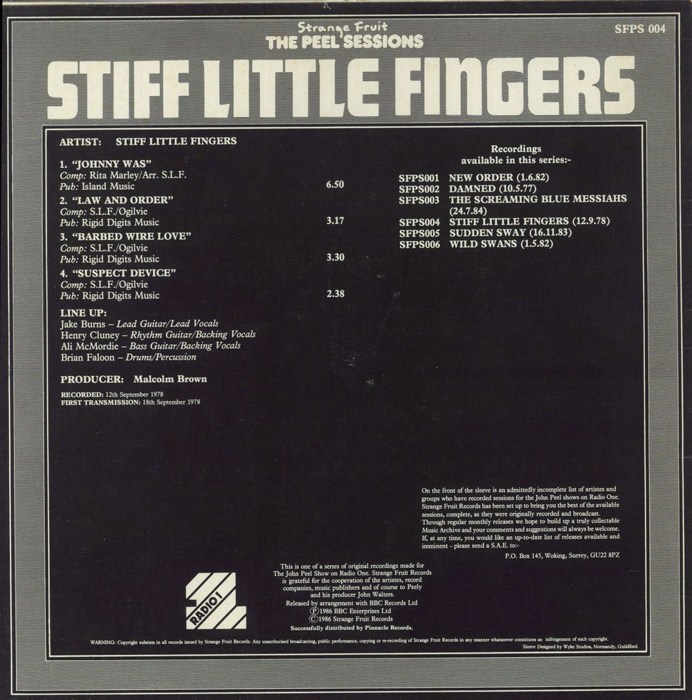 Stiff Little Fingers The Peel Sessions EP UK 12" vinyl single (12 inch record / Maxi-single)