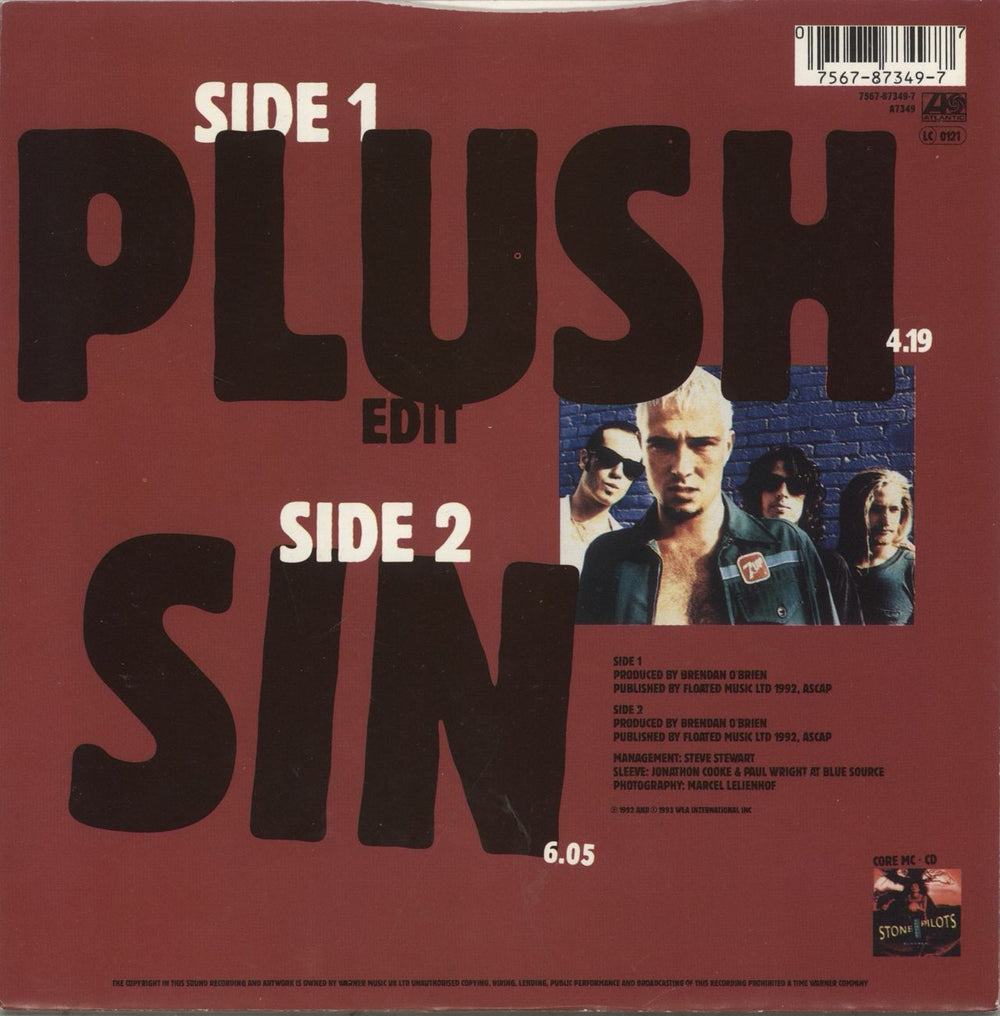 Stone Temple Pilots Plush UK 7" vinyl single (7 inch record / 45) 075678734977