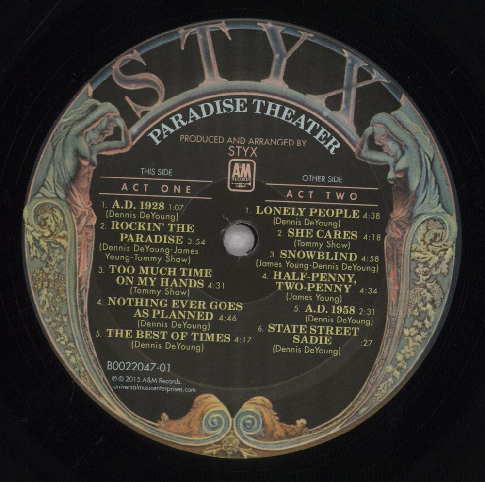 Styx Paradise Theater US vinyl LP album (LP record) STXLPPA839471