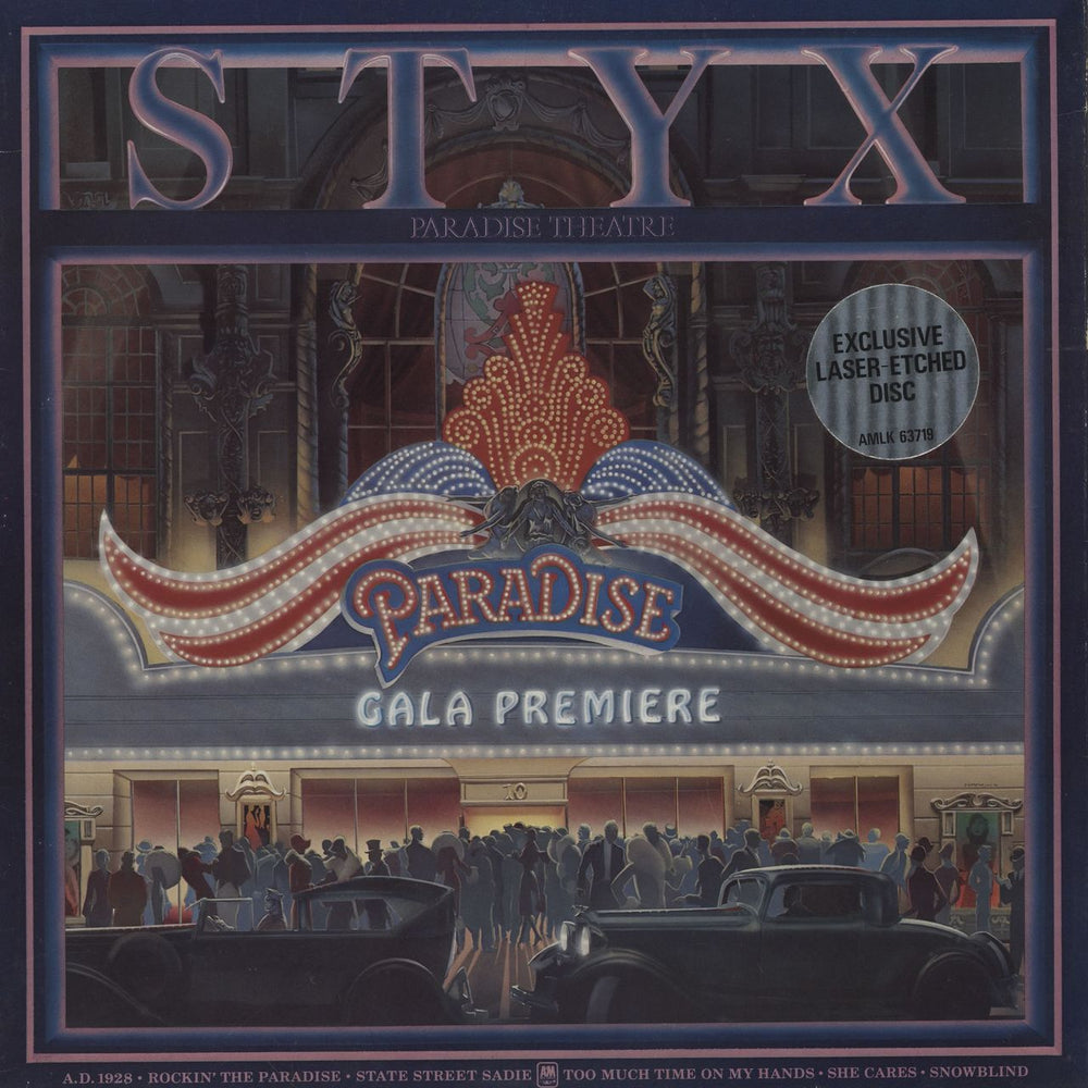 Styx Paradise Theatre + hype sticker UK vinyl LP album (LP record) AMLK63719