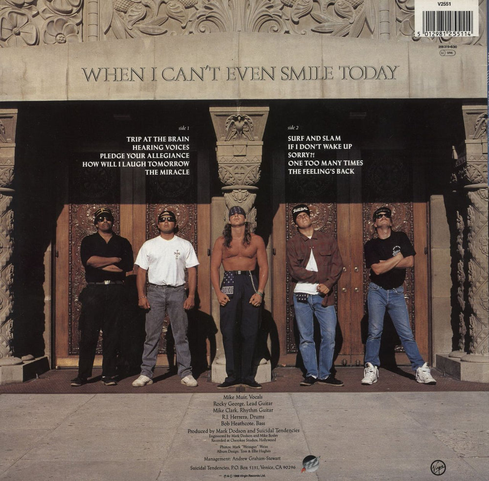 Suicidal Tendencies How Will I Laugh Tomorrow When I Can't Even Smile Today UK vinyl LP album (LP record) 5012981255114