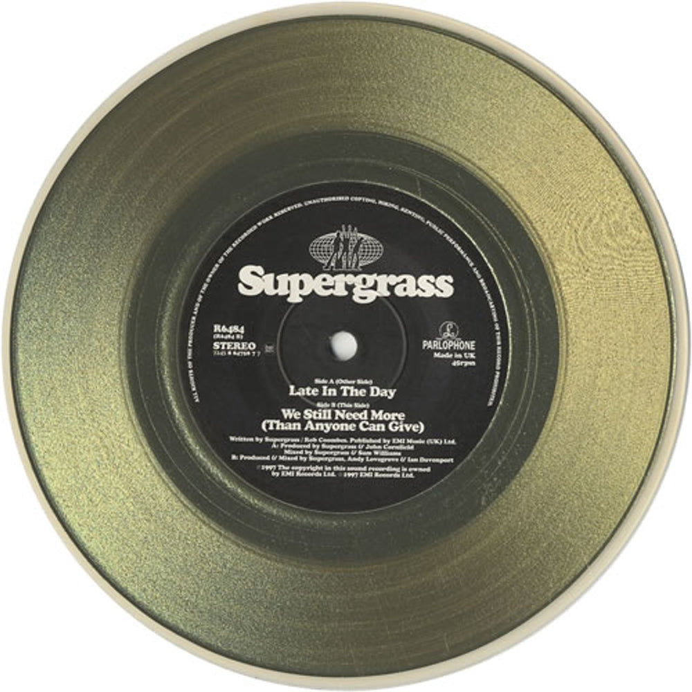 Supergrass Late In The Day - Gold Vinyl UK 7" vinyl single (7 inch record / 45) SGS07LA96502