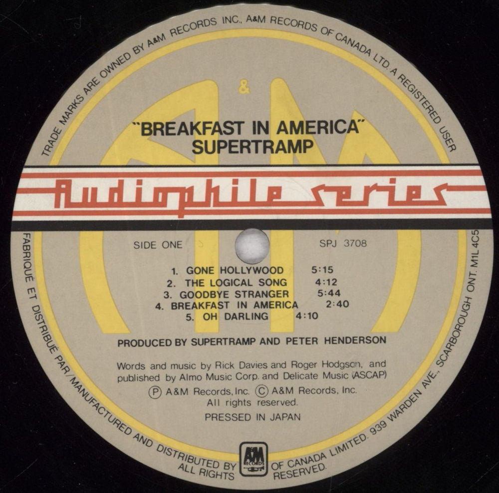 Supertramp Breakfast In America - Audiophile Canadian vinyl LP album (LP record) SPTLPBR115137