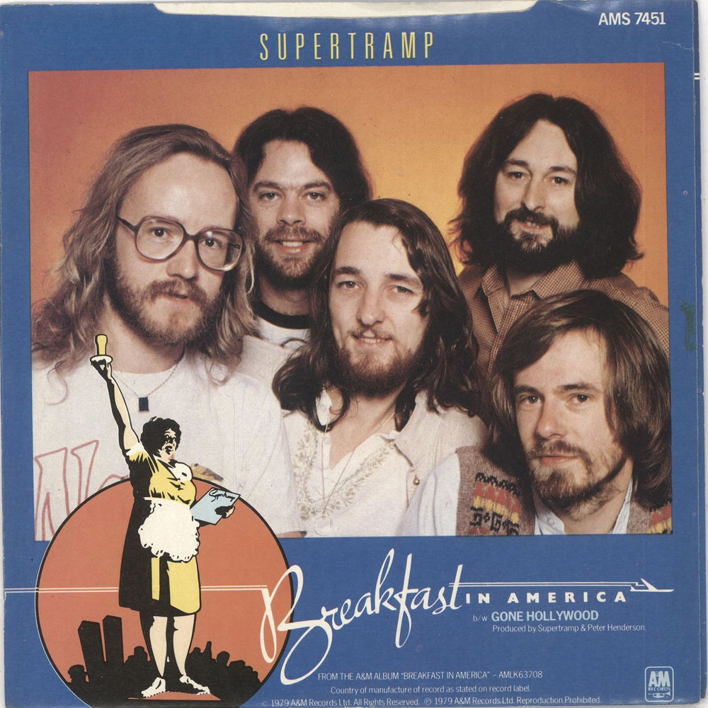 Supertramp Breakfast In America + Sleeve UK 7" vinyl single (7 inch record / 45)