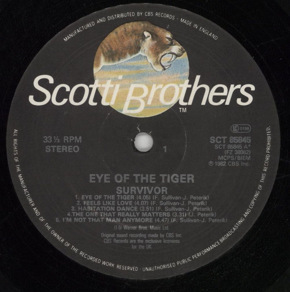 Survivor Eye Of The Tiger - Hype Stickered Sleeve UK vinyl LP album (LP record) SURLPEY692153