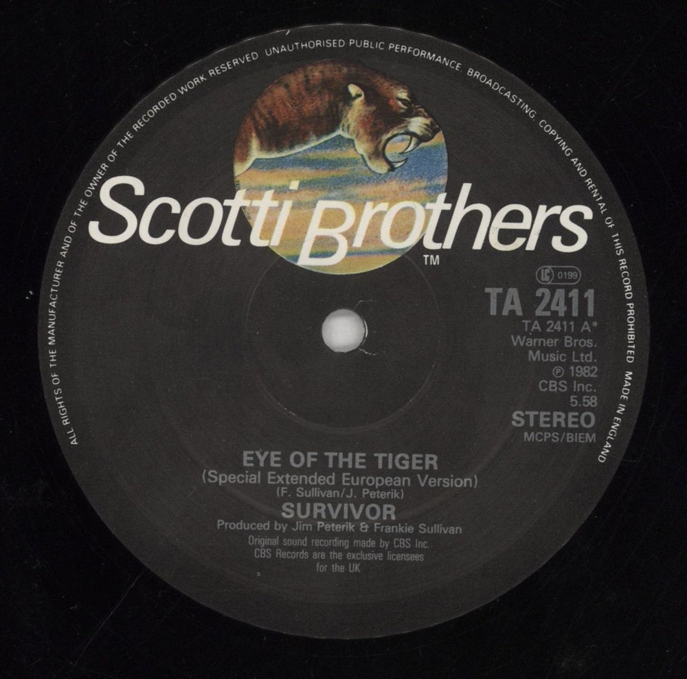 Survivor Eye Of The Tiger UK 12" vinyl single (12 inch record / Maxi-single) SUR12EY839946