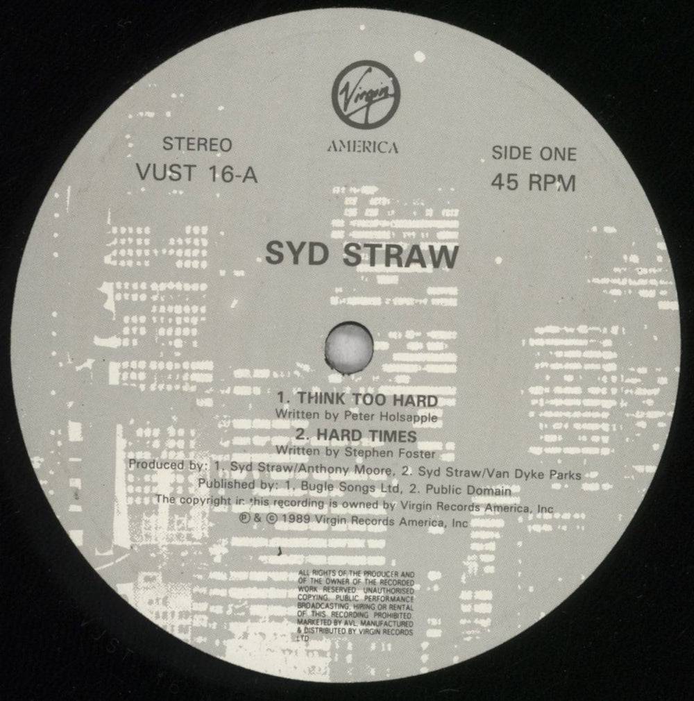 Syd Straw Think Too Hard UK 12" vinyl single (12 inch record / Maxi-single) SSW12TH844950