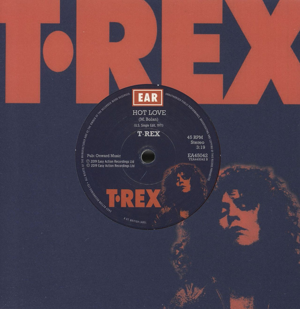 T-Rex / Tyrannosaurus Rex Hot Love - Red Vinyl UK 7" vinyl single (7 inch record / 45) EA45042