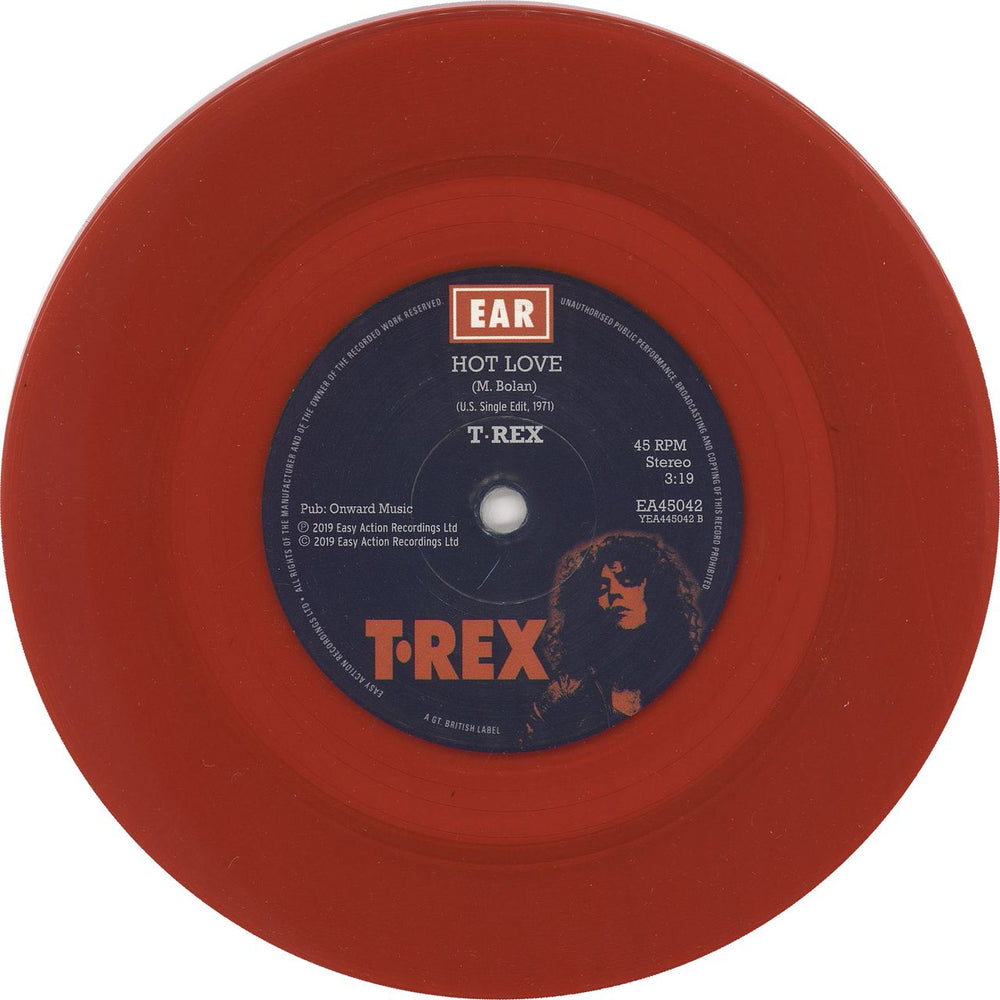 T-Rex / Tyrannosaurus Rex Hot Love - Red Vinyl UK 7" vinyl single (7 inch record / 45) REX07HO744302