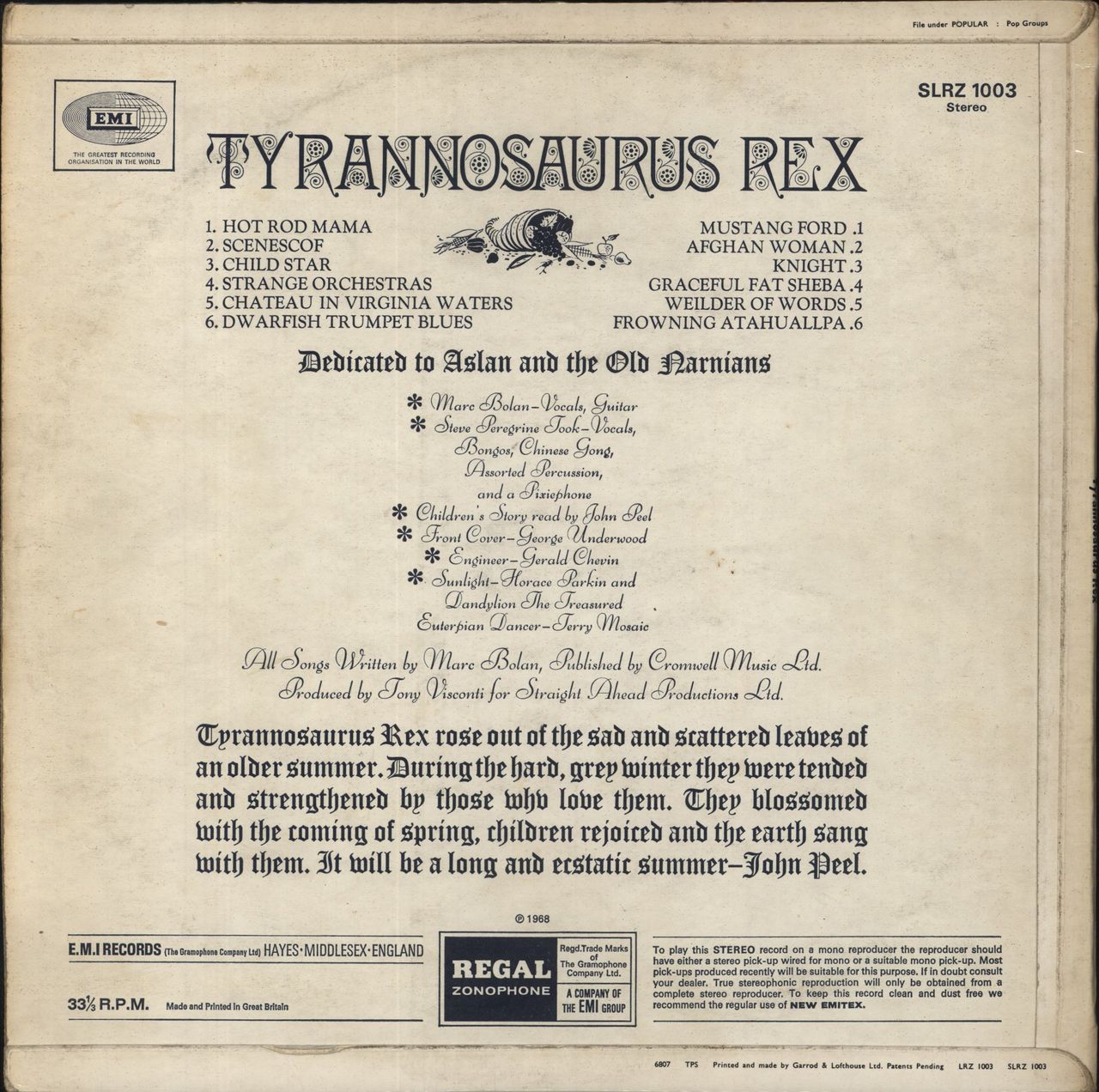 TYRANNOSAURUS REX★My People Were Fair UK mypeoplewerefairandhadskyinthe
