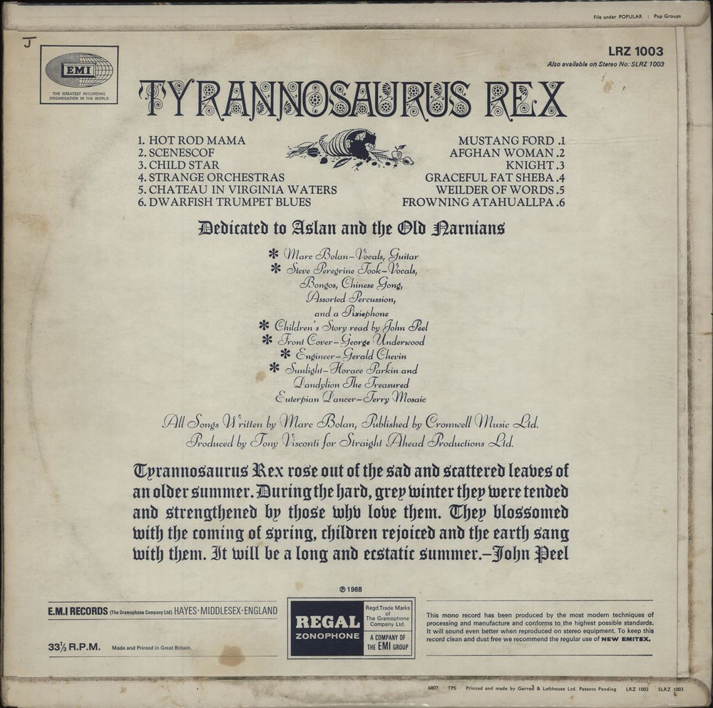 T-Rex / Tyrannosaurus Rex My People Were Fair + Insert - VG+ UK vinyl LP album (LP record)