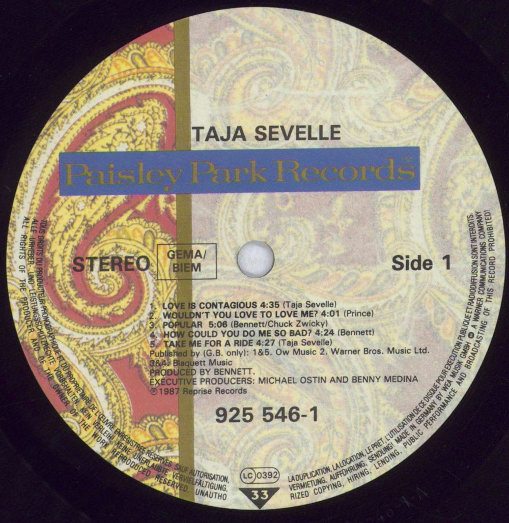 Taja Sevelle Taja Sevelle - Shrink German vinyl LP album (LP record) TJSLPTA832777