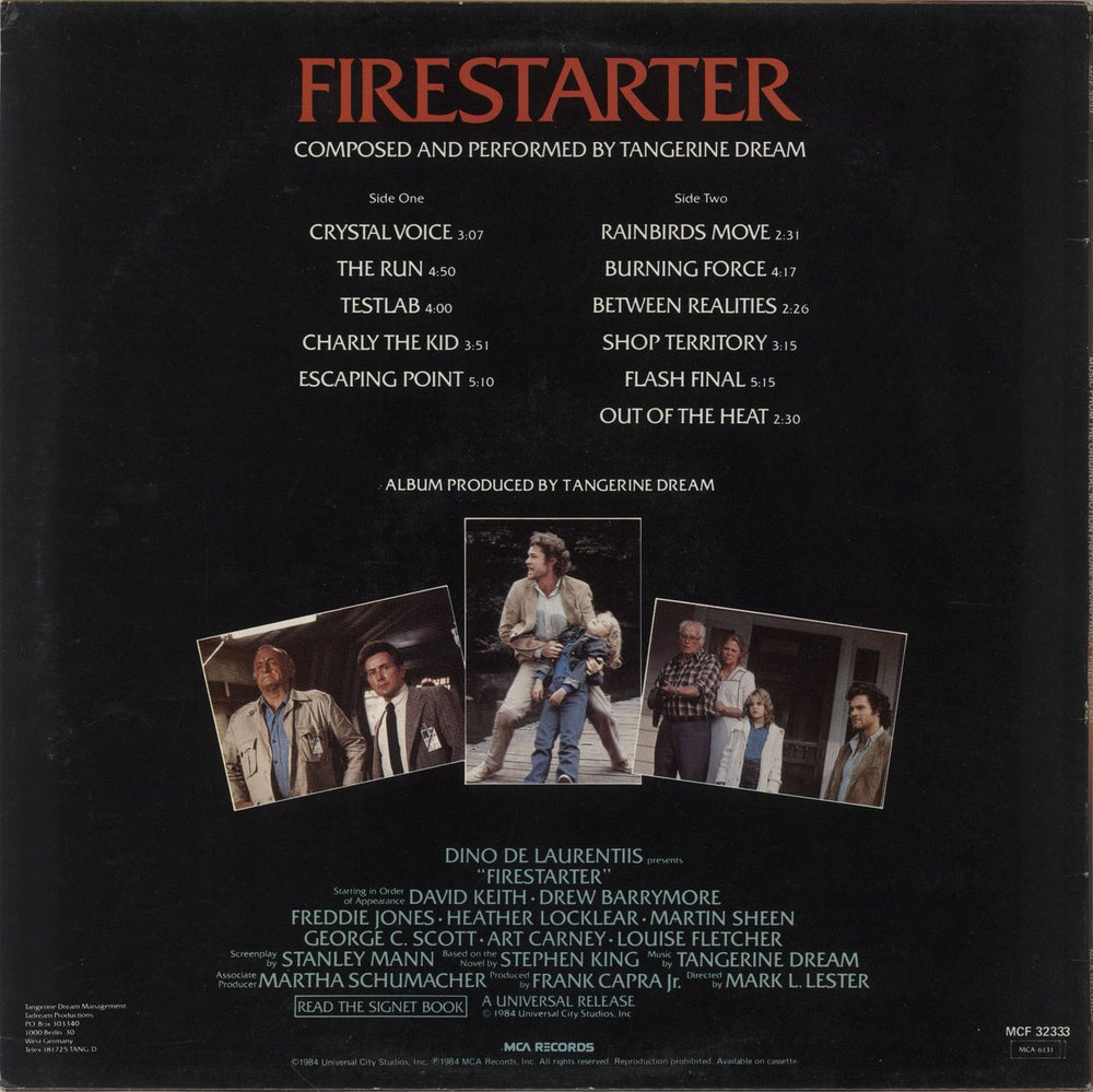 Tangerine Dream Firestarter - VG UK vinyl LP album (LP record)