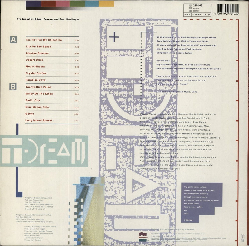 Tangerine Dream Lily On The Beach German vinyl LP album (LP record) 4007192101030