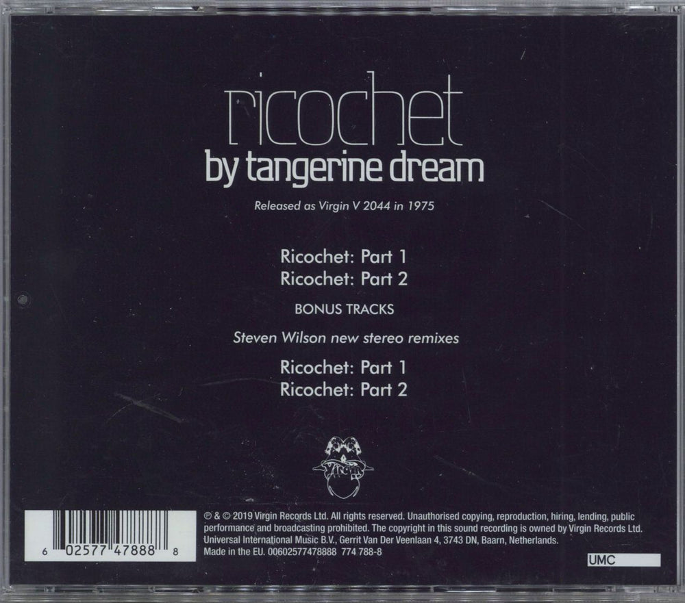 Tangerine Dream Ricochet UK CD album (CDLP) 5060100663494