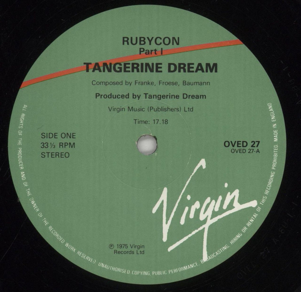 Tangerine Dream Rubycon UK vinyl LP album (LP record) TANLPRU550040