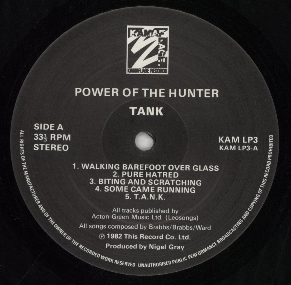 Tank Power Of The Hunter UK vinyl LP album (LP record) TNKLPPO242302