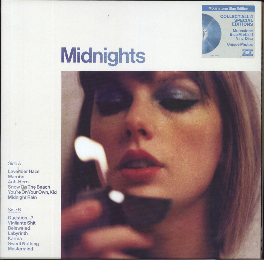 Taylor Swift Midnights - Moonstone Blue Vinyl Edition UK vinyl LP album (LP record) 4578982