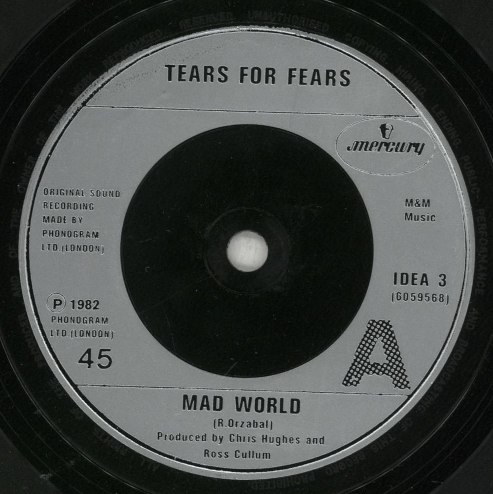 Tears For Fears Mad World - P/S - Inj UK 7" vinyl single (7 inch record / 45) TFF07MA41086