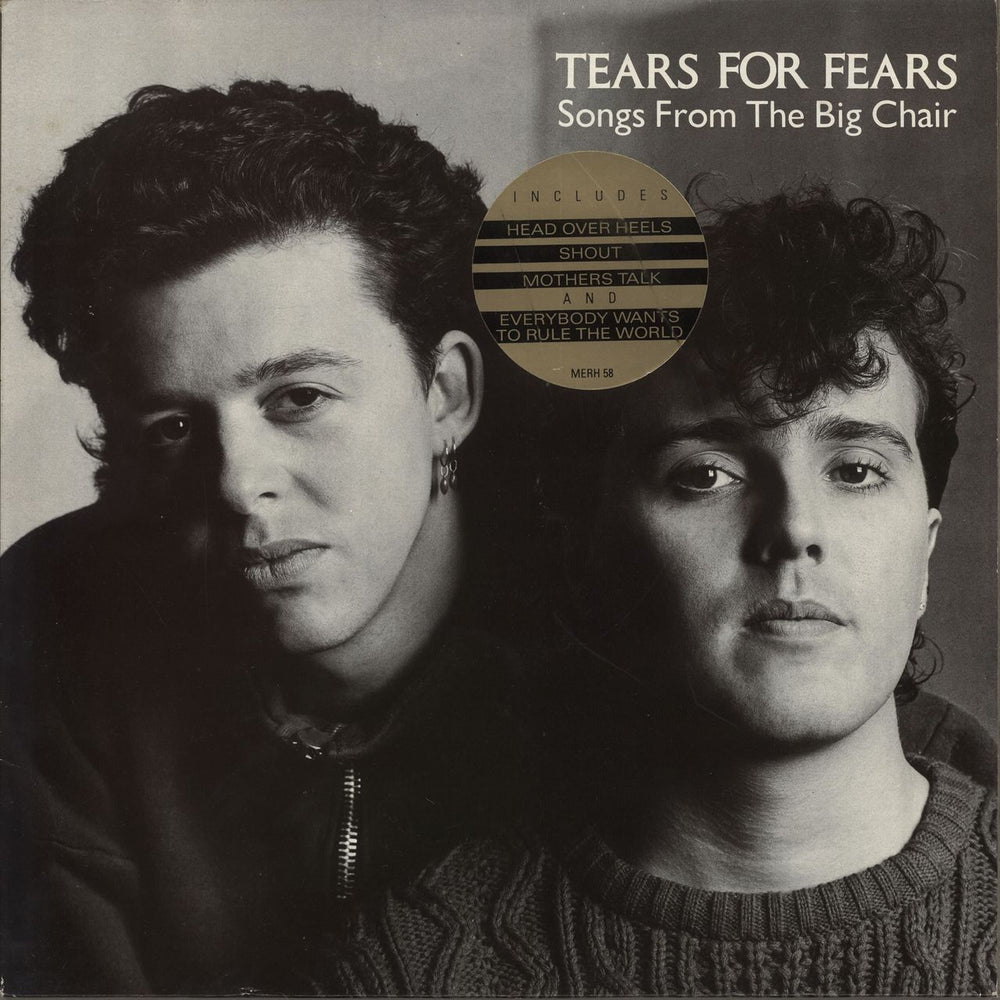 Tears For Fears Songs From The Big Chair - Gold Hype Sticker UK vinyl LP album (LP record) MERH58