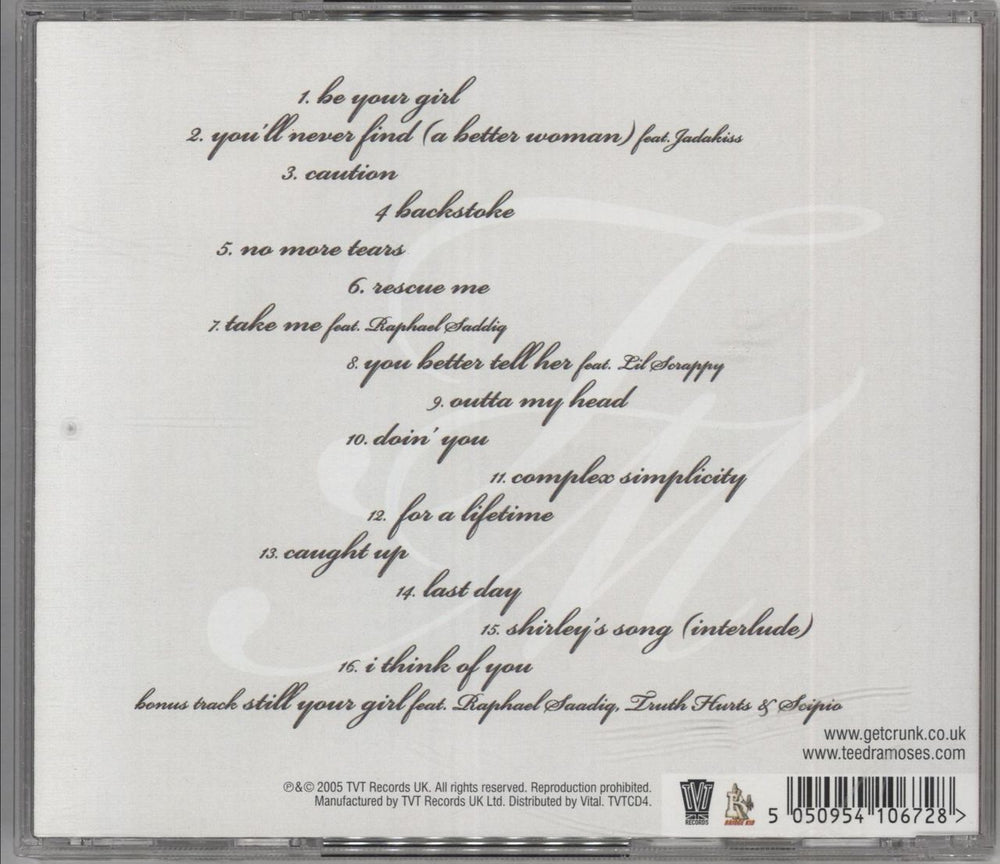 Teedra Moses Complex Simplicity - 16 tracks + Alternate Artwork UK CD album (CDLP) 5050954106728