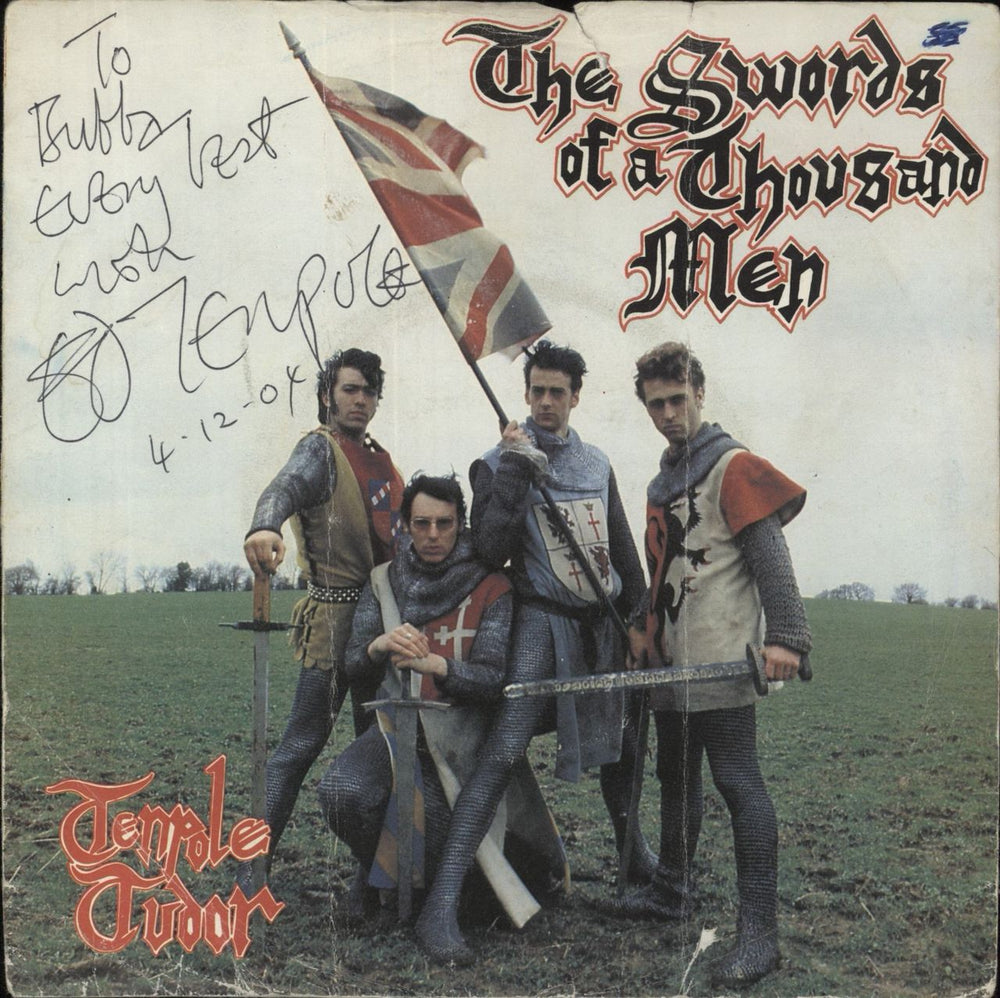 Tenpole Tudor The Swords Of A Thousand Men - Knights Sleeve - Autographed UK 7" vinyl single (7 inch record / 45) BUY109