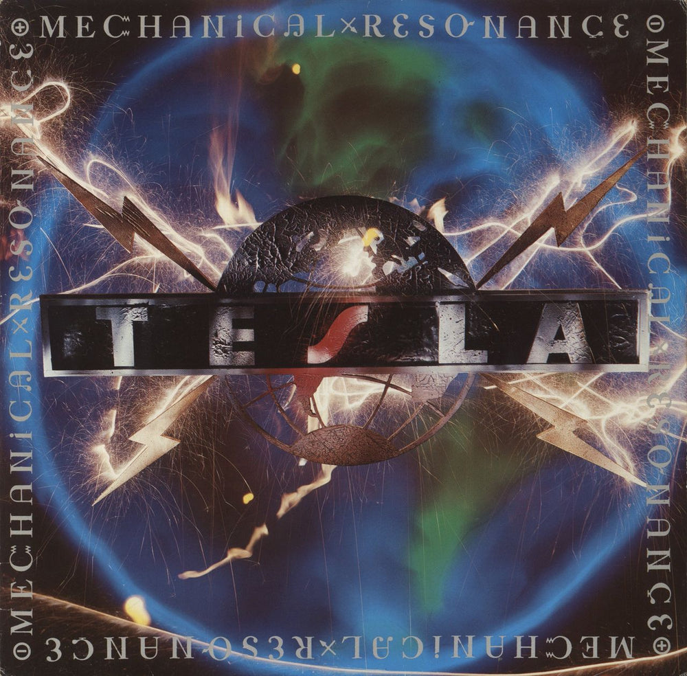 Tesla Mechanical Resonance - Promo stickered German vinyl LP album (LP record) 924120-1