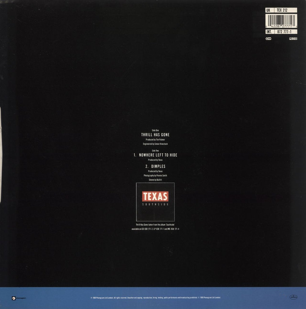Texas Thrill Has Gone UK 12" vinyl single (12 inch record / Maxi-single) 042287277713