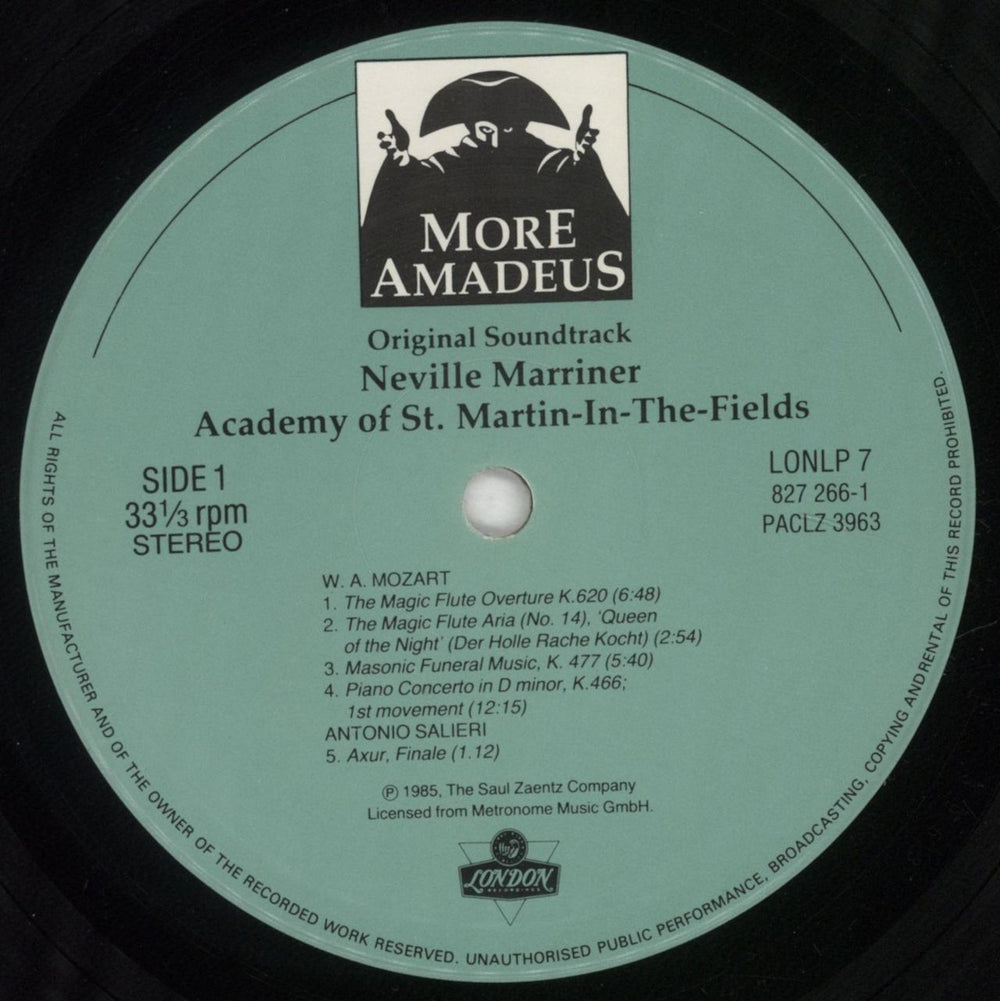 The Academy Of St. Martin-In-The-Fields Amadeus - More Music from the Original Soundtrack UK vinyl LP album (LP record) U0ELPAM537453