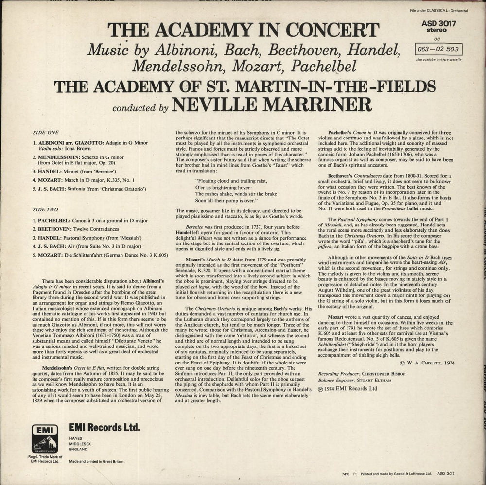 The Academy Of St. Martin-In-The-Fields The Academy In Concert UK vinyl LP album (LP record)