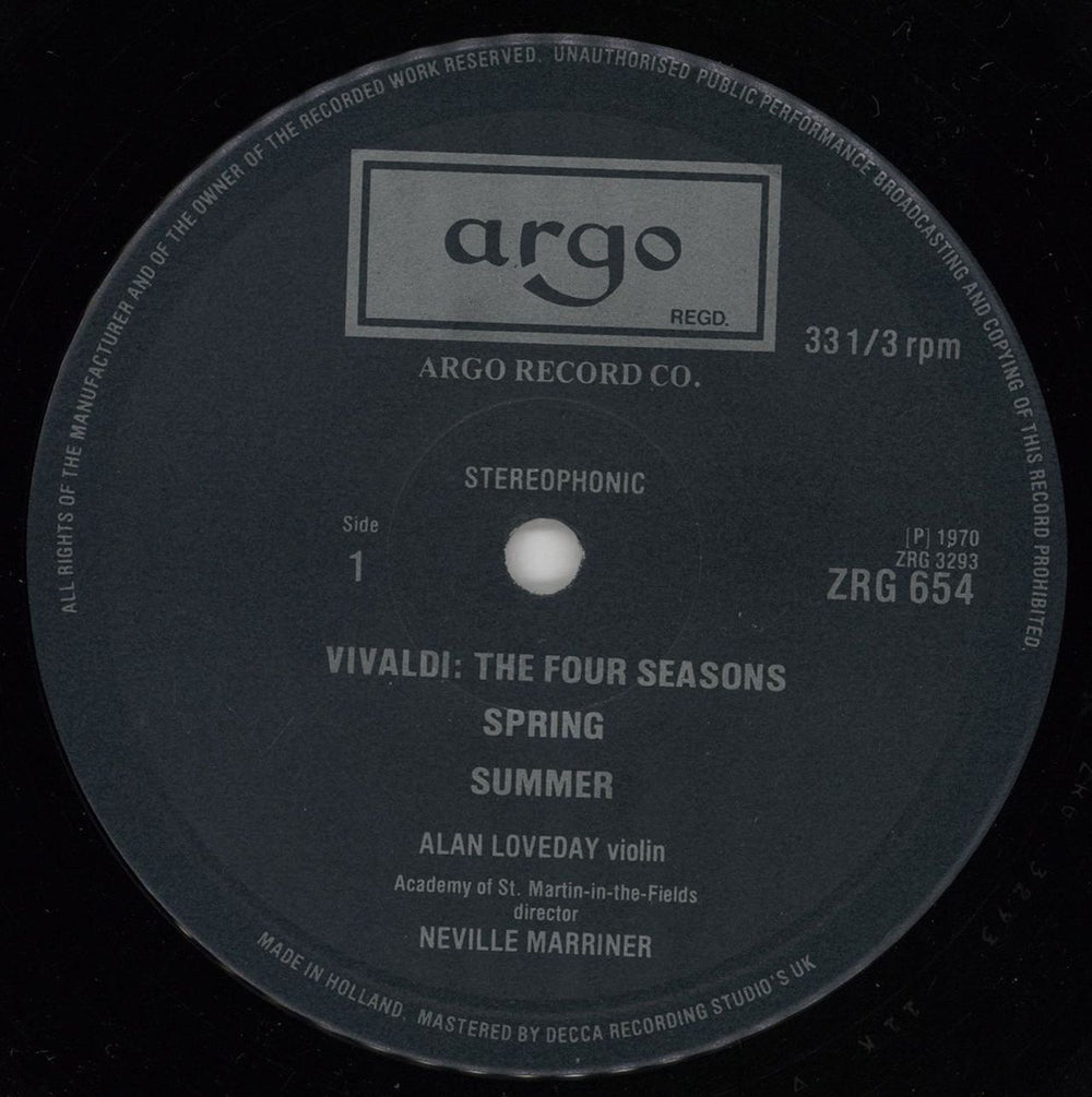 The Academy Of St. Martin-In-The-Fields Vivaldi: The Four Seasons - 2nd UK vinyl LP album (LP record) U0ELPVI651197