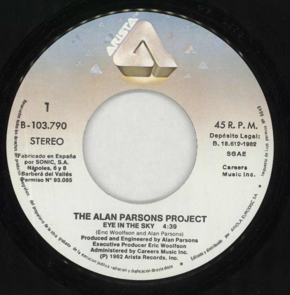 The Alan Parsons Project Eye In The Sky Spanish 7" vinyl single (7 inch record / 45) TPP07EY859946
