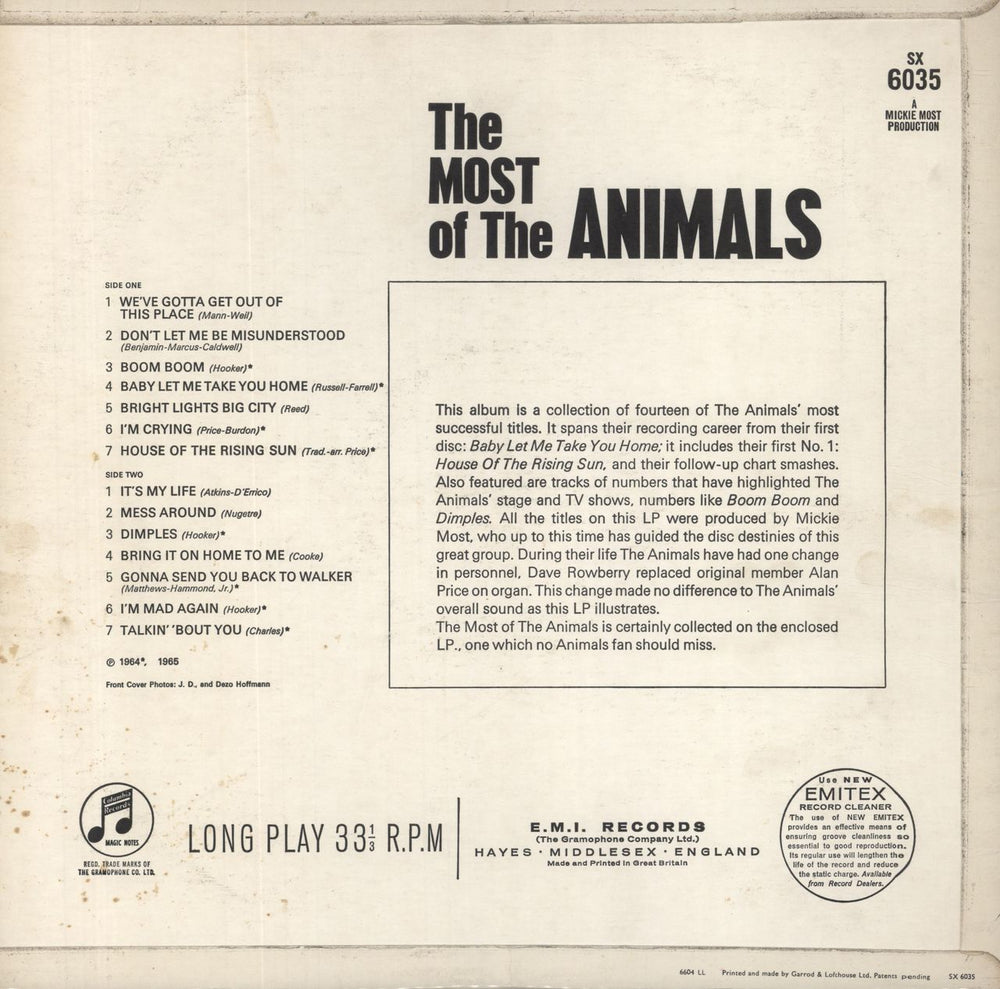 The Animals The Most Of The Animals - 1st - EX UK vinyl LP album (LP record)