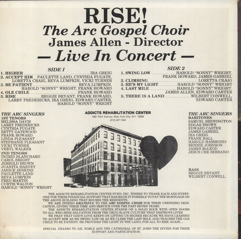 The Arc Gospel Choir Rise!: The Arc Gospel Choir Live In Concert US vinyl LP album (LP record)