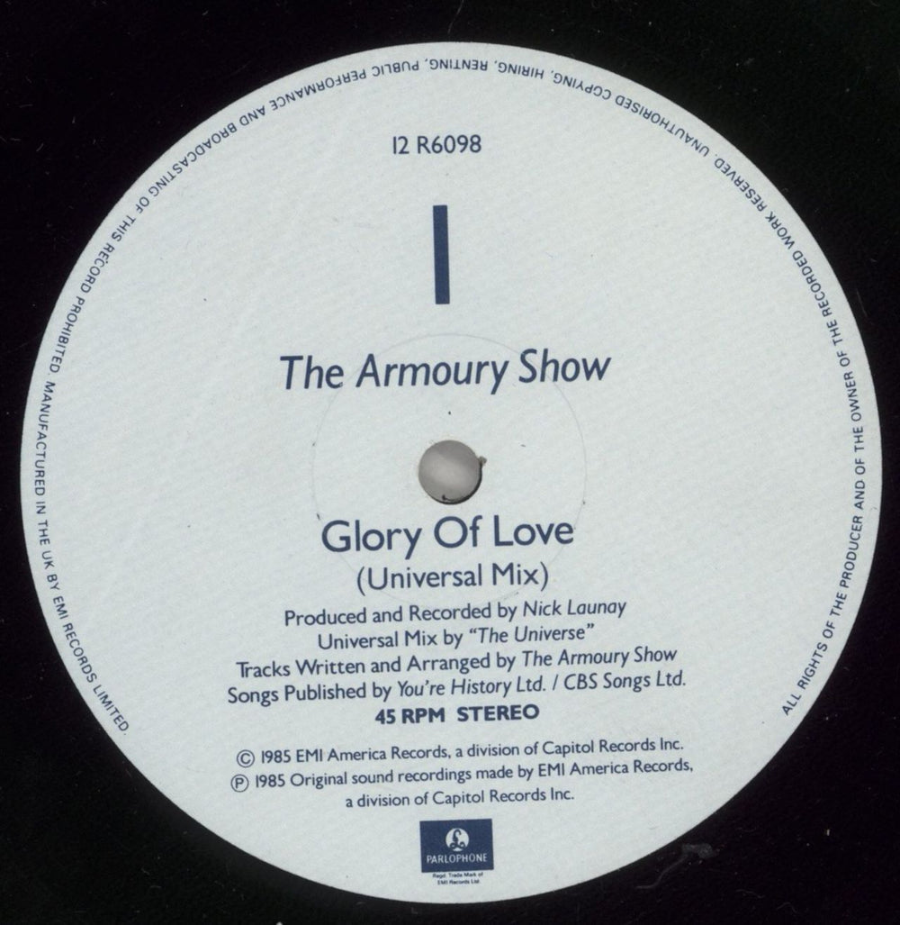 The Armoury Show Glory Of Love UK 12" vinyl single (12 inch record / Maxi-single) AMW12GL160060