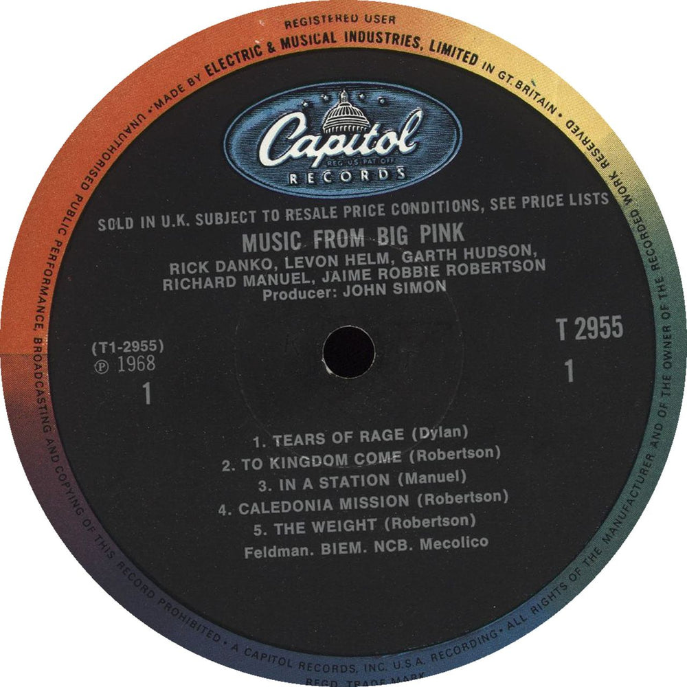 The Band Music From Big Pink - Mono - VG UK vinyl LP album (LP record) T-BLPMU698519