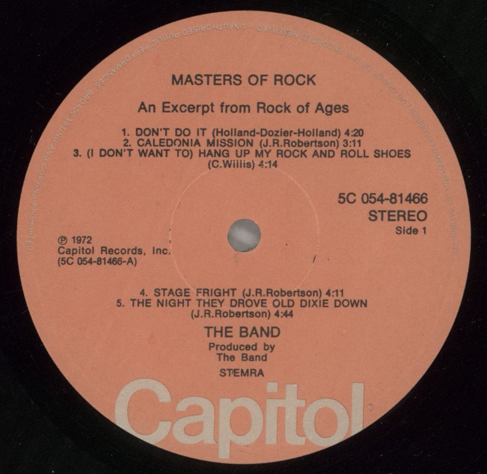 The Band The Band In Concert - An Excerpt From Rock Of Ages Dutch vinyl LP album (LP record) T-BLPTH880000