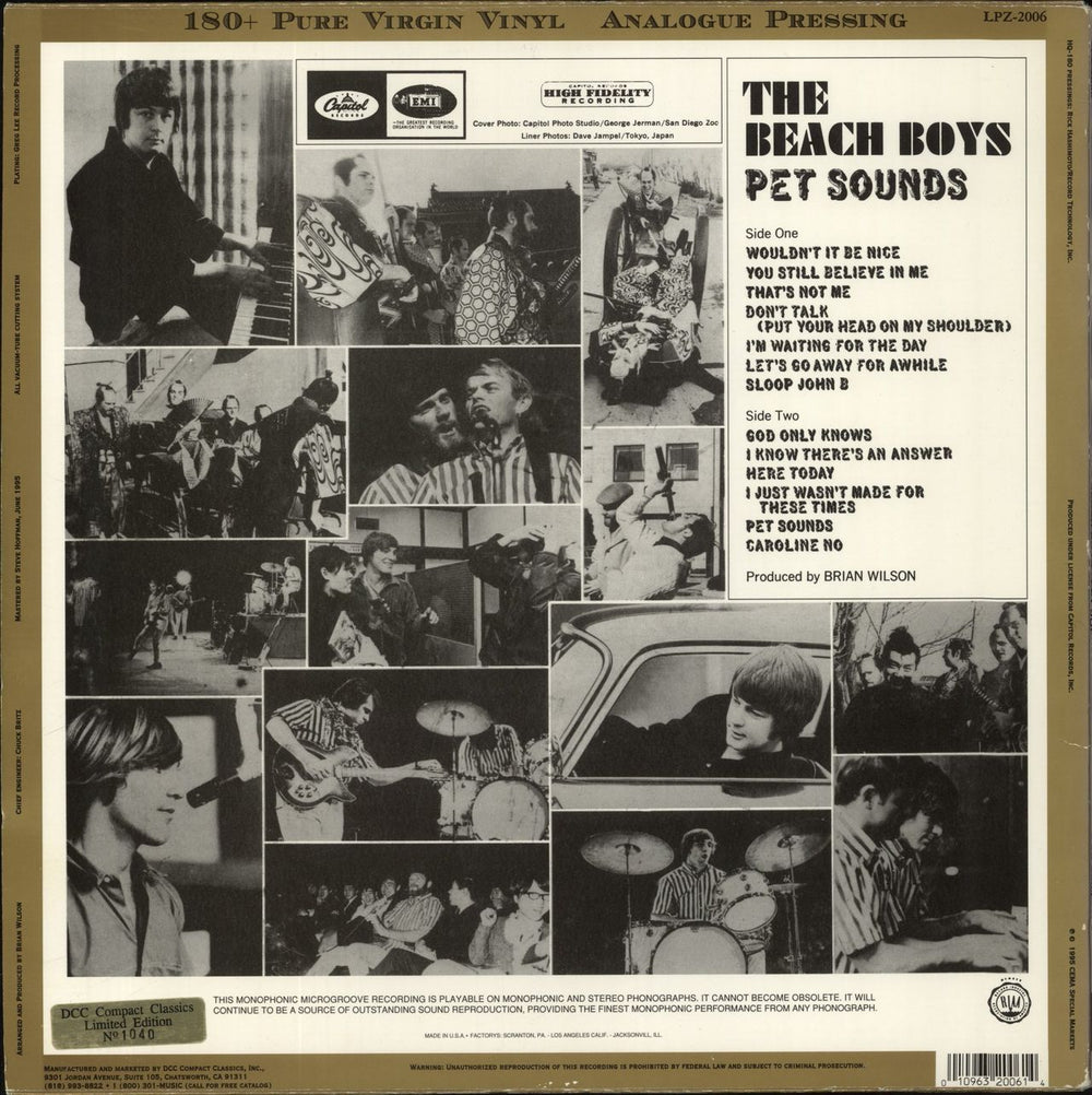 The Beach Boys Pet Sounds - 180gm US vinyl LP album (LP record) 010963200614