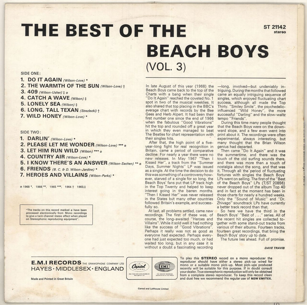 The Beach Boys The Best Of The Beach Boys Vol. 3 - 4th UK vinyl LP album (LP record) BBOLPTH721518