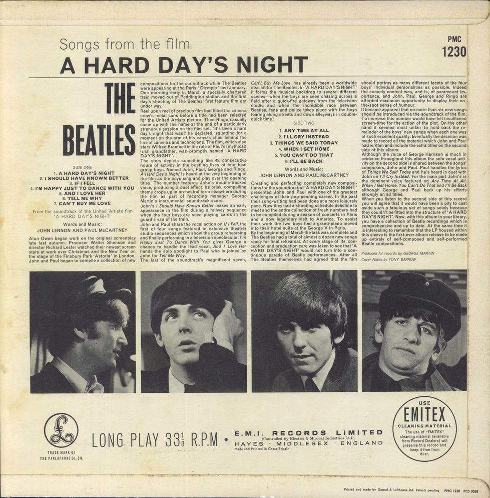 The Beatles A Hard Day's Night - 1st - G&L - VG UK vinyl LP album (LP record)