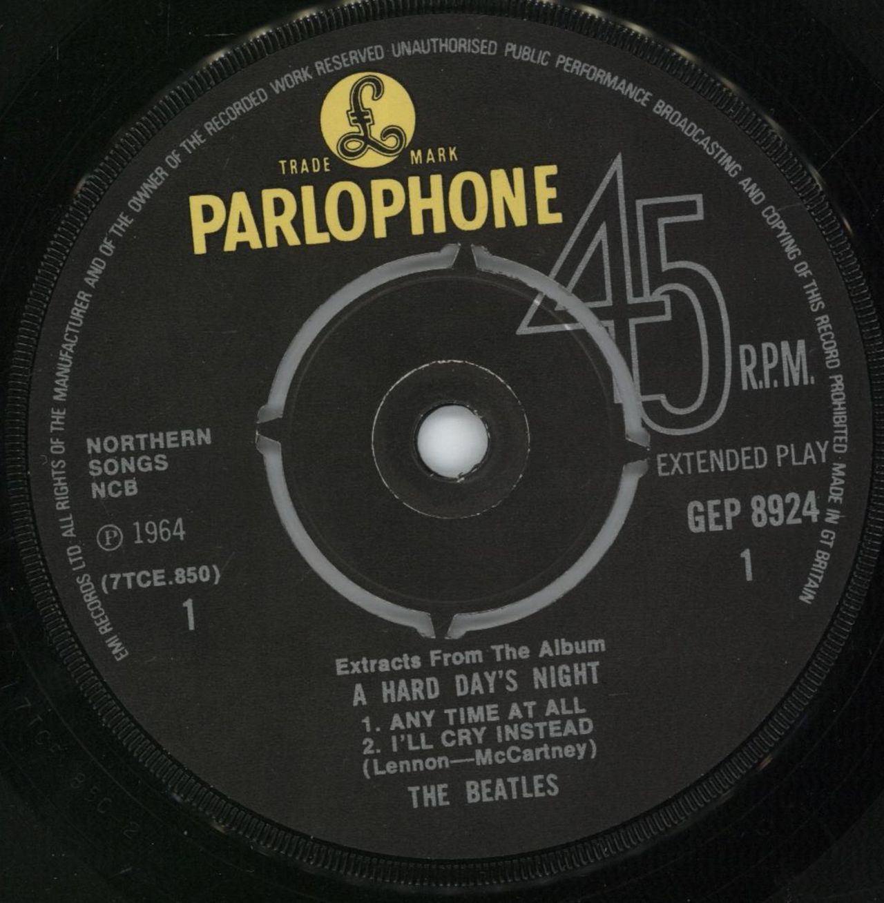 The Beatles A Hard Day's Night EP No. 2 - EMI Records UK 7
